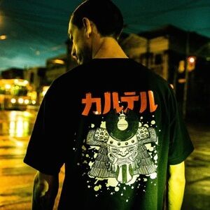 LE CARTEL Bushido T-Shirt Black Short-Sleeve Samurai Graphic Tee Sz XL